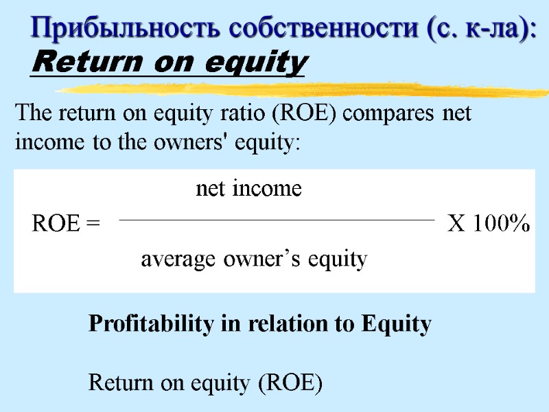 Прибыльность собственности (с. к-ла): Return on equity       